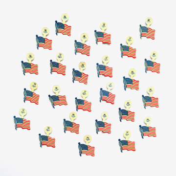 Vintage American Flag Litho Tin Small Folding Lapel Pins 25 Bundle Lot Collection