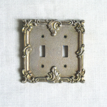 Vintage Brass Double Toggle Light Switch Cover Plate 1960s Bell Electric