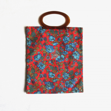 Vintage ILGWU Union Made Floral Canvas Tote Purse Bag