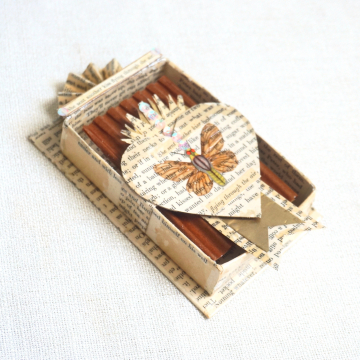 Original Art Mixed Media Collage Upcycled Paper Box Butterfly Wall Art