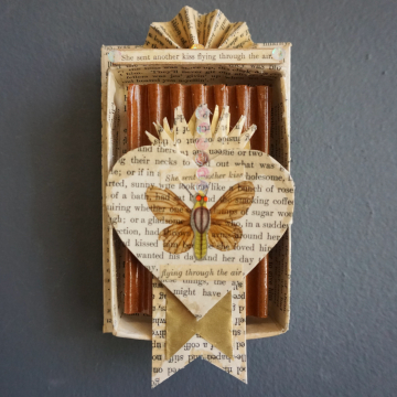 Original Art Mixed Media Collage Upcycled Paper Box Butterfly Wall Art