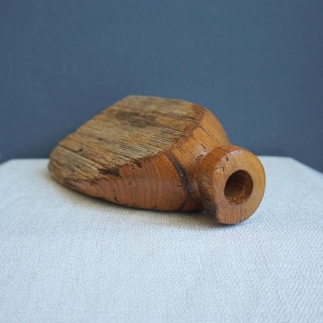 Vintage Hand Carved Live Edge Wood Vase Rustic Weed Pot