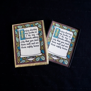 Vintage Antioch Bookplates Botanical Lamp Scroll Design