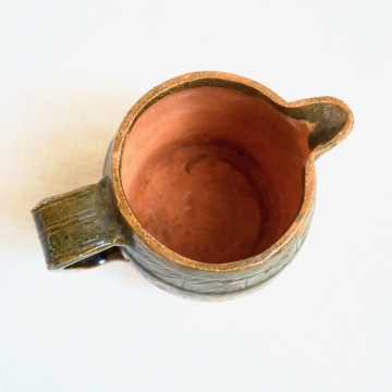 Vintage Green Clay Terra Cotta Rustic Mexico Pottery Jug Pitcher