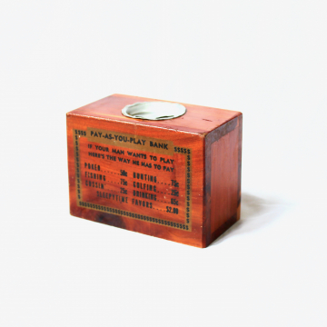 Vintage Wood Bank Small Funny Pay to Play Fun Novelty Gift