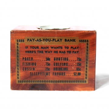 Vintage Wood Bank Small Funny Pay to Play Fun Novelty Gift