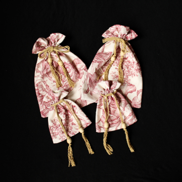 Handmade Linen Cotton Reusable Storage Gift Bags Zero Waste 4 Bag Set