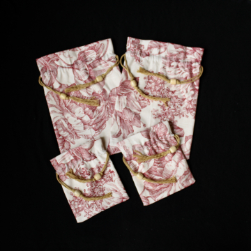 Handmade Linen Cotton Reusable Storage Gift Bags Zero Waste 4 Bag Set