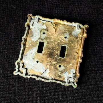 Vintage Brass Double Toggle Light Switch Cover Plate 1960s Bell Electric