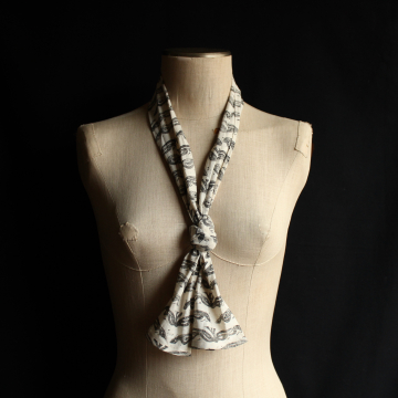 Handmade Hand Printed Cotton Scarf OOAK Unique Art Print Accessory