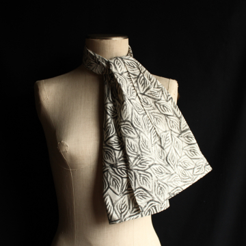 Handmade Hand Printed Cotton Scarf OOAK Leaves Art Print Accessory