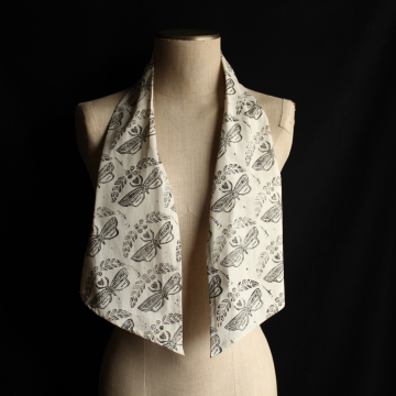 Handmade Moth Art Print Scarf Hand Printed 100% Cotton Accessory