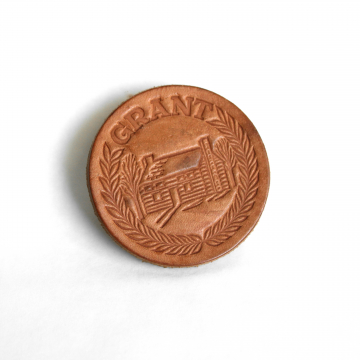 Vintage Boy Scouts GRANT District Leather Wood Neckerchief Scarf Slide