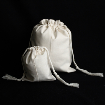 Handmade Hand Printed Cotton Bags Art Print Fabric Drawstring Bag Set