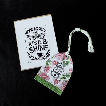 Handmade Paper Anytime Ornament + Greeting Note Card Set Moth Flower Coffee Art Print