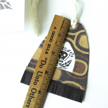 Handmade Paper Anytime Ornament + Greeting Note Card Set Skull Art Print