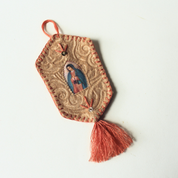 Handmade Anytime Ornament Catholic Religious Decor Hand Sewn Our Lady of Guadalupe 