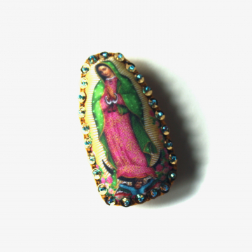 Handmade Tiny Fabric Our Lady of Guadalupe Pillow Brooch Catholic Pin