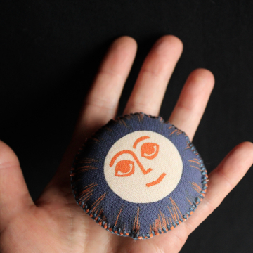 Handmade Small Pillow Brooch Set Retro Sun Sol Boho Fabric Pins