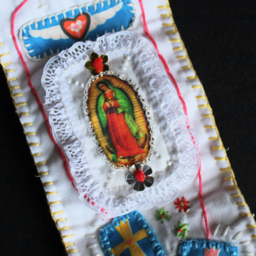 Handmade Religious Pocket Shrine Slow Stitch Mini Folding Altar