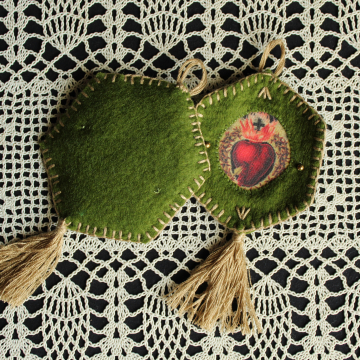 Handmade Sacred Heart & Our Lady of Guadalupe Hand Sewn Anytime Ornaments