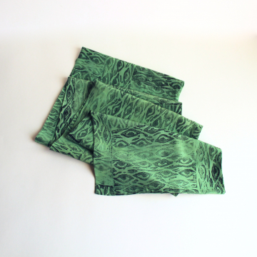 Vintage Green Scarf Hand Block Printed OOAK Eyes Print Accessory 