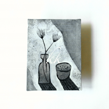 Original Small Acrylic Painting Waxed Canvas Abstract Botanical Painting